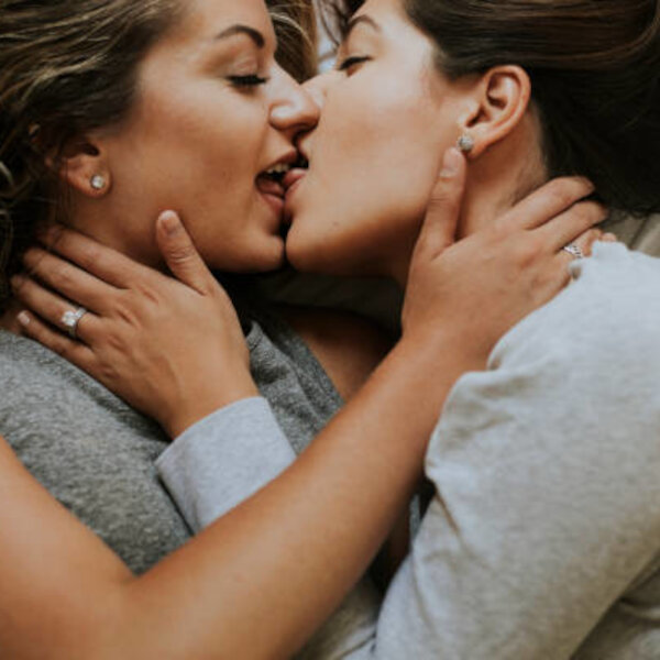 Lesbian kiss and hookup